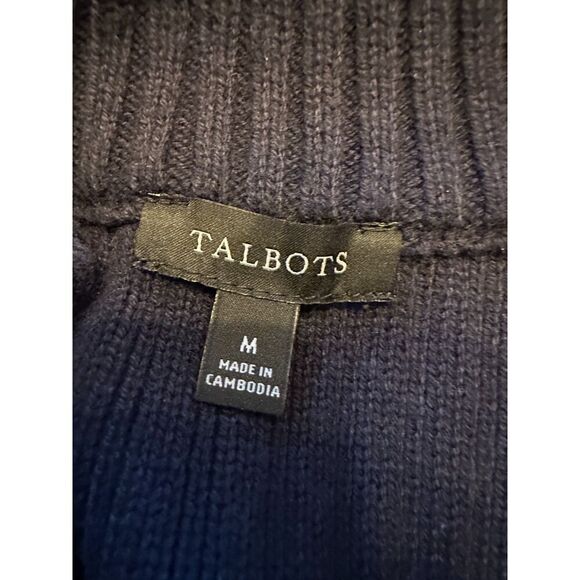 Talbots Blue Cable Knit Quarter Zip Sweater Vest Size Medium - Picture 4 of 4